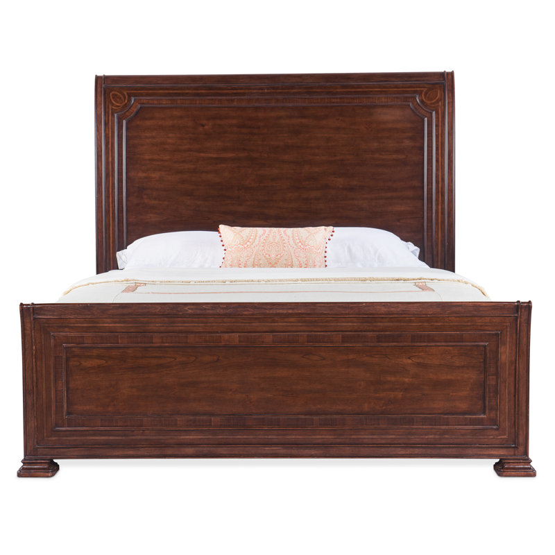 Charleston King Brown Wood Sleigh Bed with Headboard