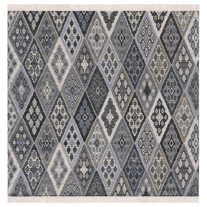Alsa Flat Weave Wool Geometric Rug, Square 6'