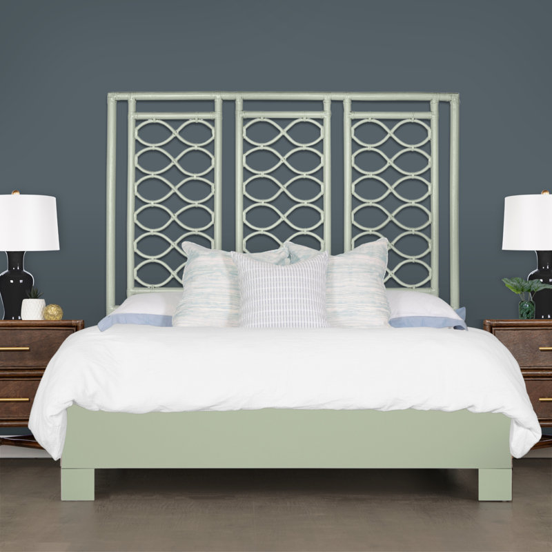 Infinity Wicker/Rattan Open-Frame Headboard, Celery Green, King