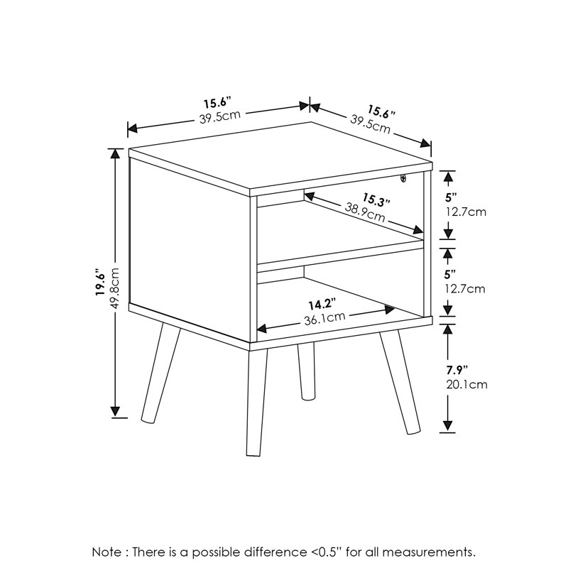 Table de chevet Palmateer, Chêne / gris