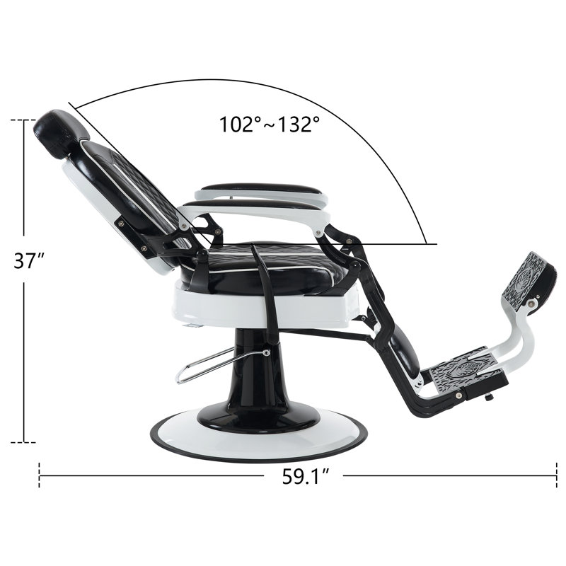 Fauteuil de coiffeur robuste avec structure en métal Hittner, Noir, noir, noir, noir