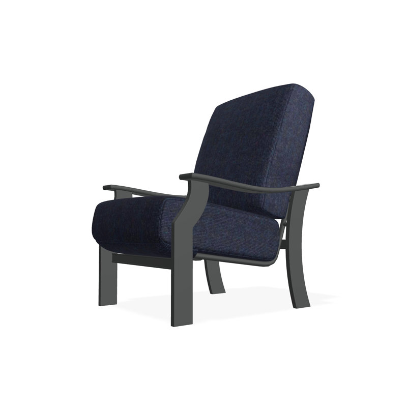 St. Catherine Marine Grade Polymer Deep Seating Cushion Arm Chair, Graphite, Spectrum Indigo Sunbrella®