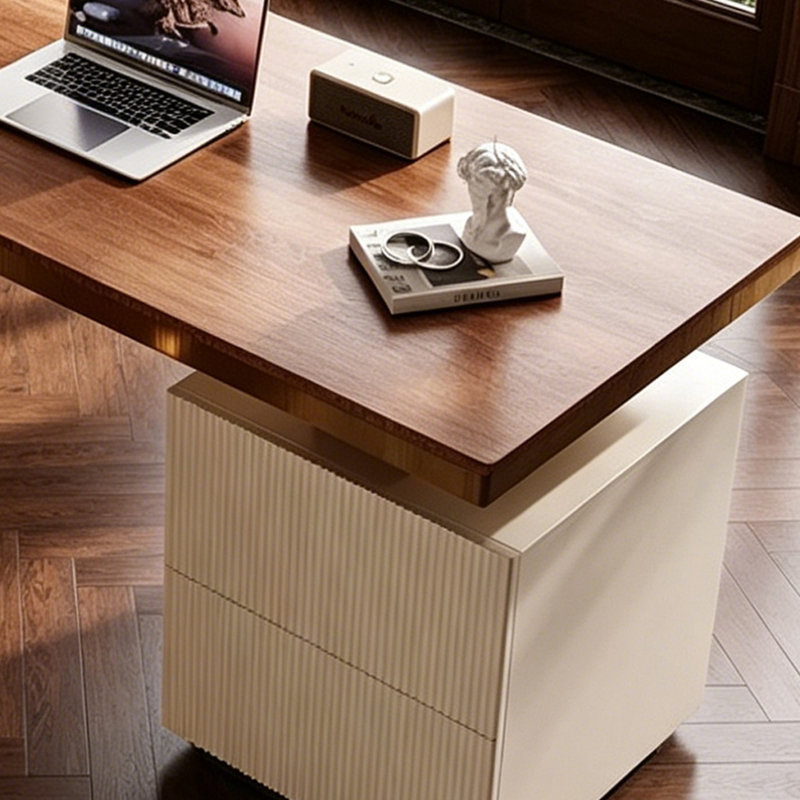 Bureau de luxe minimaliste, H 29,53 po x l 55,12 po x P 27,56 po, Brun/beige/or