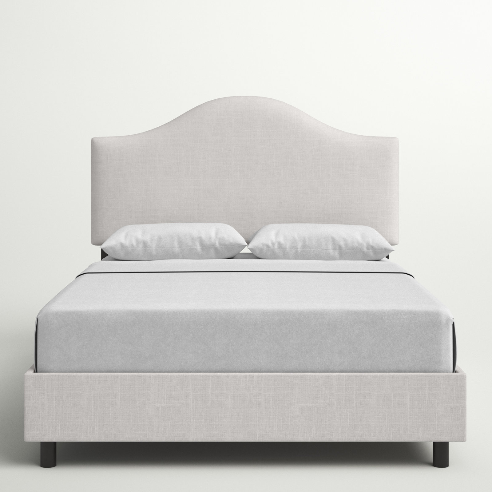Morris Upholstered Standard Bed, Full, White Performance Twill