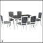 Ensemble de salle à manger extensible rustique 7 pièces avec rallonge amovible, chaises rembourrées et tiroirs intégrés, gris foncé et blanc-1012991235-1012991232