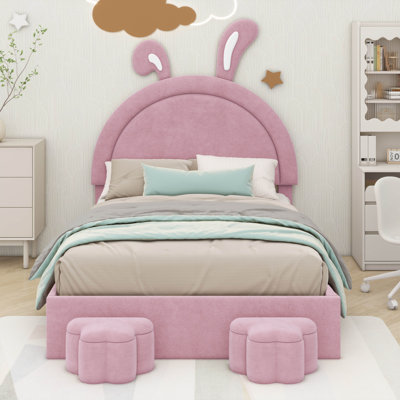 Ajibola Upholstered Velvet Panel Headboard Design Bed with Footboard Storage