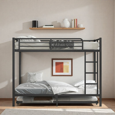 Lit superposé double au-dessus de double avec lit gigogne simple