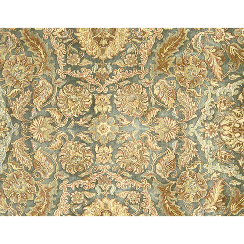 High-Quality Hand-Knotted Green And Ivory Area Rug