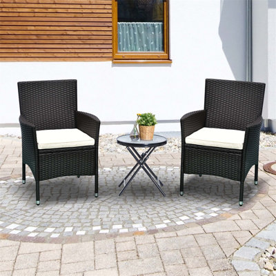 Chaises de salle à manger en rotin et osier 2 pièces Outsunny avec coussins et pieds antidérapants