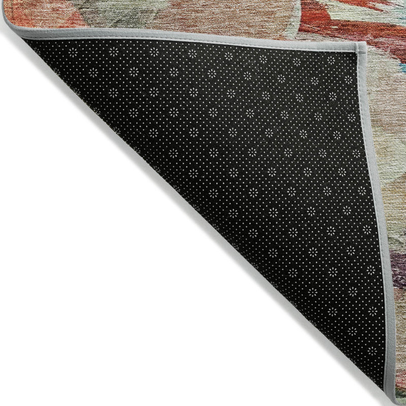 Tapis intérieur / extérieur bleu sarcelle lavable abstrait 10 pi x 14 pi HomeRoots