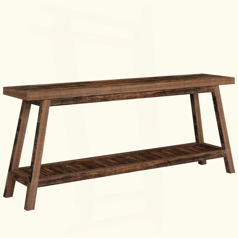 70.9-Inch Farmhouse Console for Entryway, 2-Tier Entry Table Sofa Table, Rustic Brown