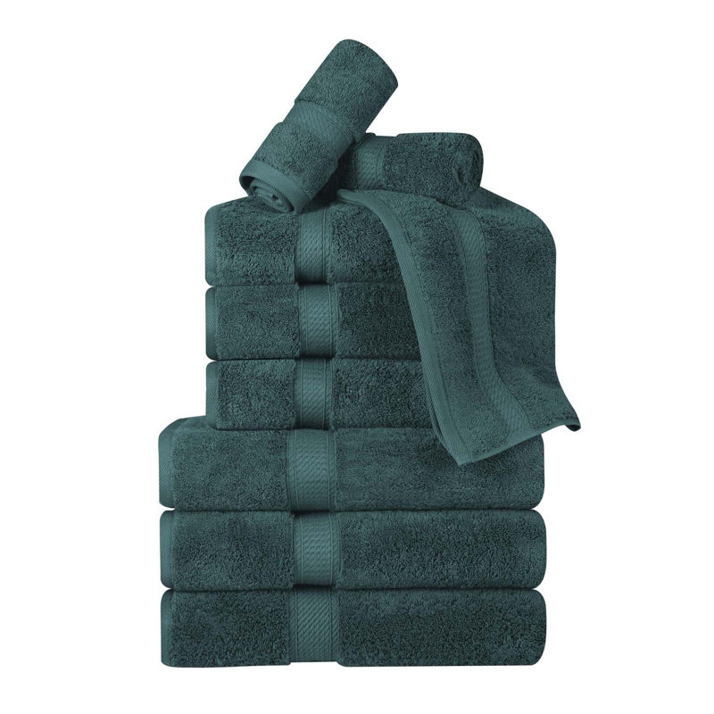 Scotia Egyptian Cotton Bath Towel Set, Teal, 9Pc Towel Set  (3Bath, 3Hand, 3Face)
