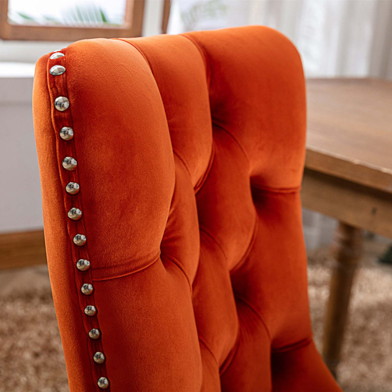 Gayna Velvet Side Chair, Black, Orange Velvet