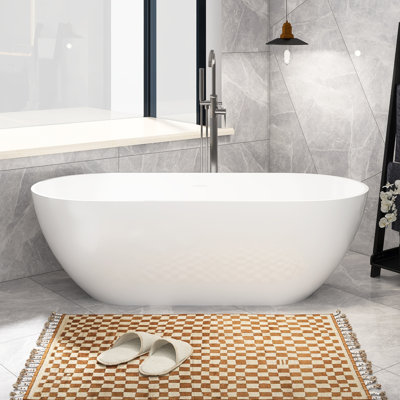 62.9'' x 29.52'' Soaking Solid Surface Bathtub