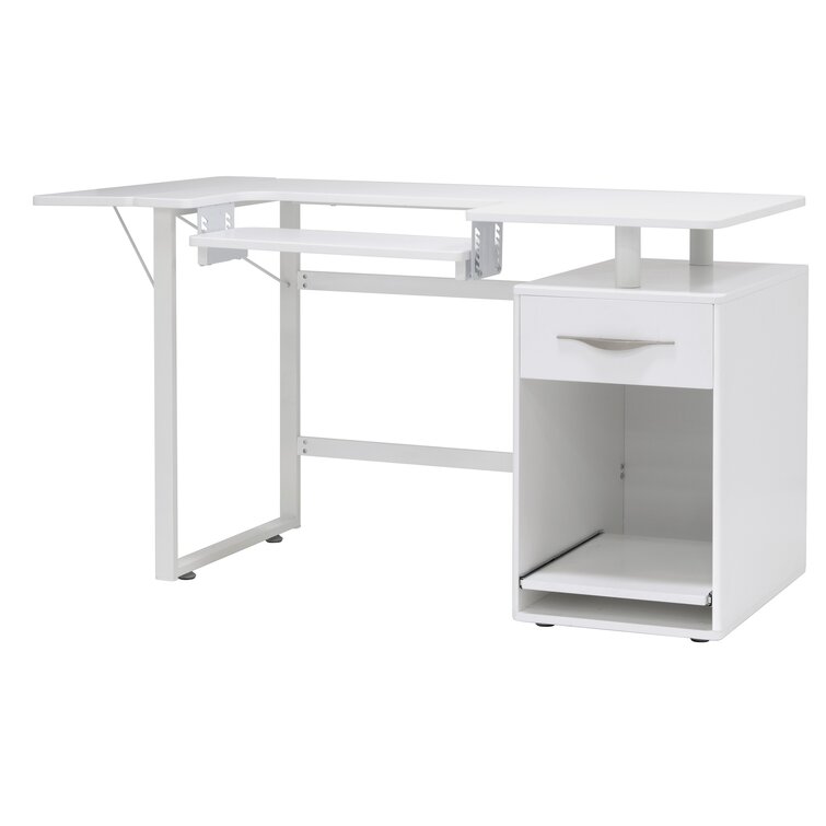 Height Adjustable Craft Table with Storage Shelves, Mobile Folding Cutting Table for Home Office Sewing Room Craft Room - White