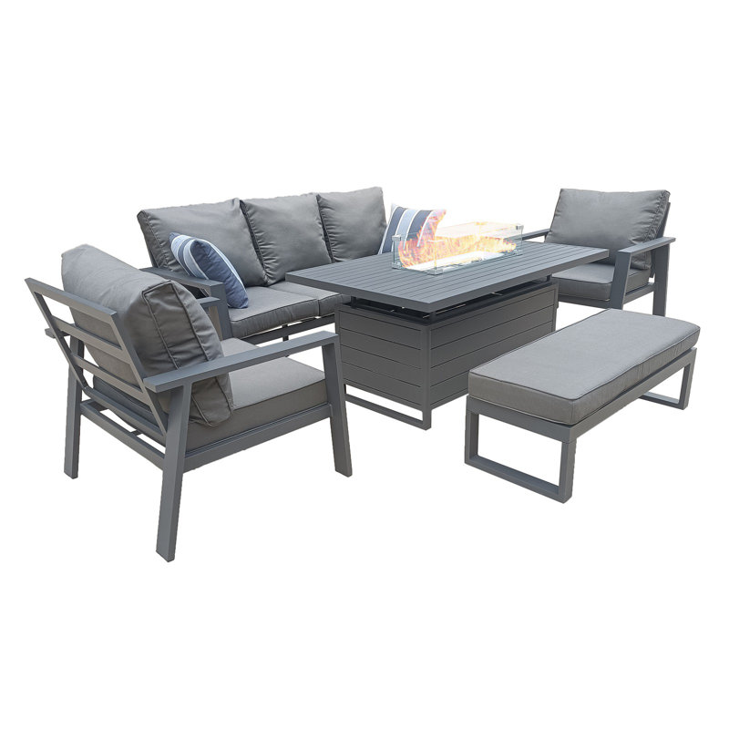 Rectangular 6 - Piece 6 - Person 150Cm L Aluminum Outdoor Table Set