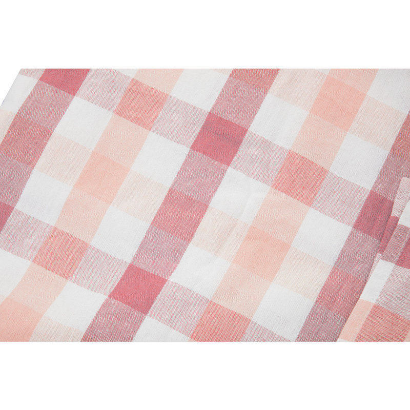 --- Rectangular Tartan Tablecloth, Coral