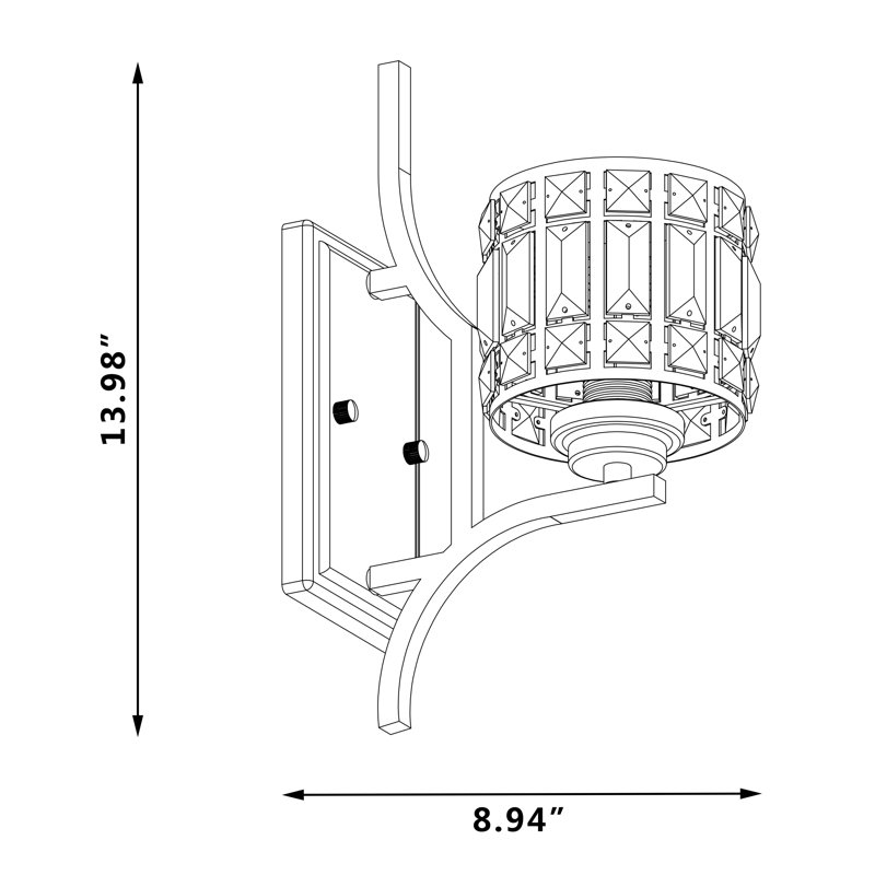 1 - Light Dimmable Black Armed Sconce