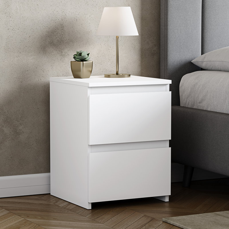 Cunha 2 - Drawer Large Bedside Bedroom Furniture, White