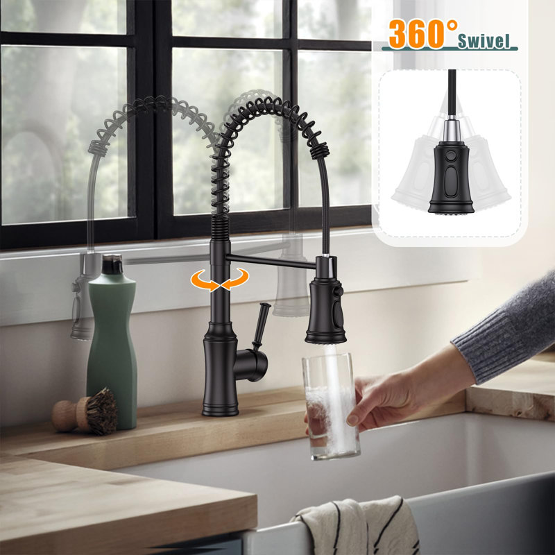 Robinet de cuisine avec douchette extractible en acier inoxydable