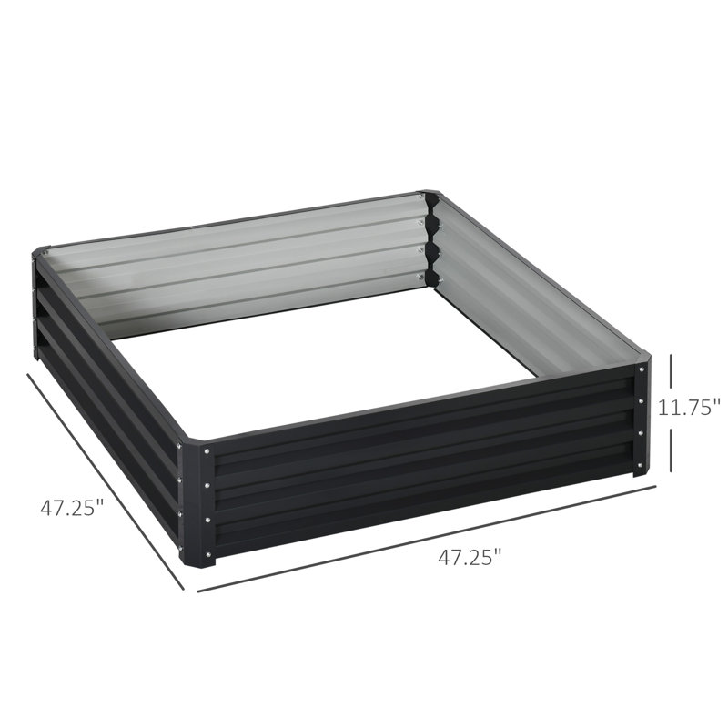 Galvanized Raised Garden Bed, 4' X 4' X 1' Metal Planter Box, For Growing Vegetables, Flowers, Herbs, Succulents, Gray, Gray