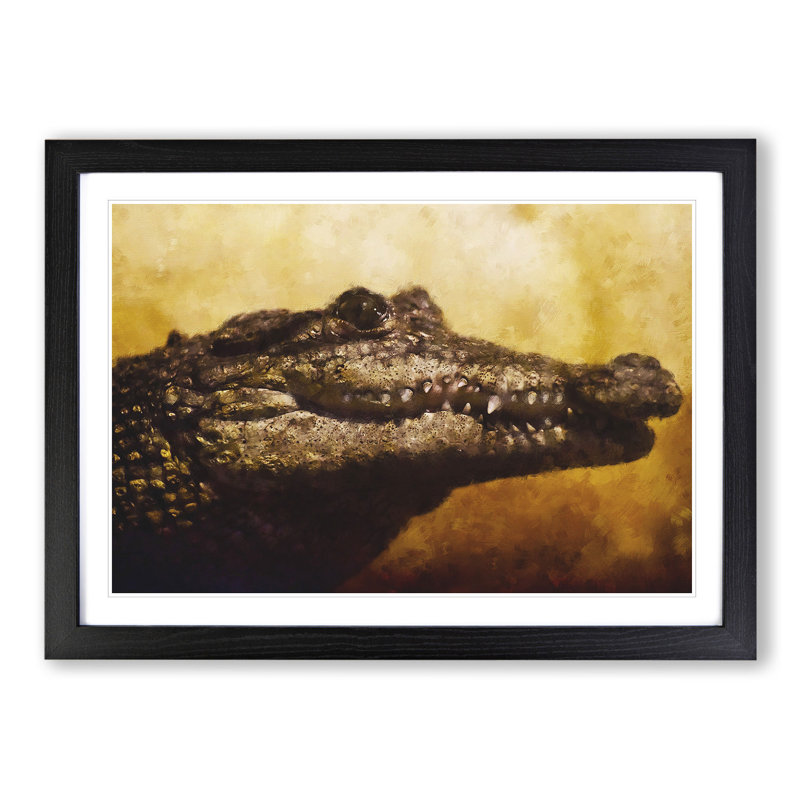 Alligator - Framed Print, 27cm H x 36cm W x 2cm D, Black Framed