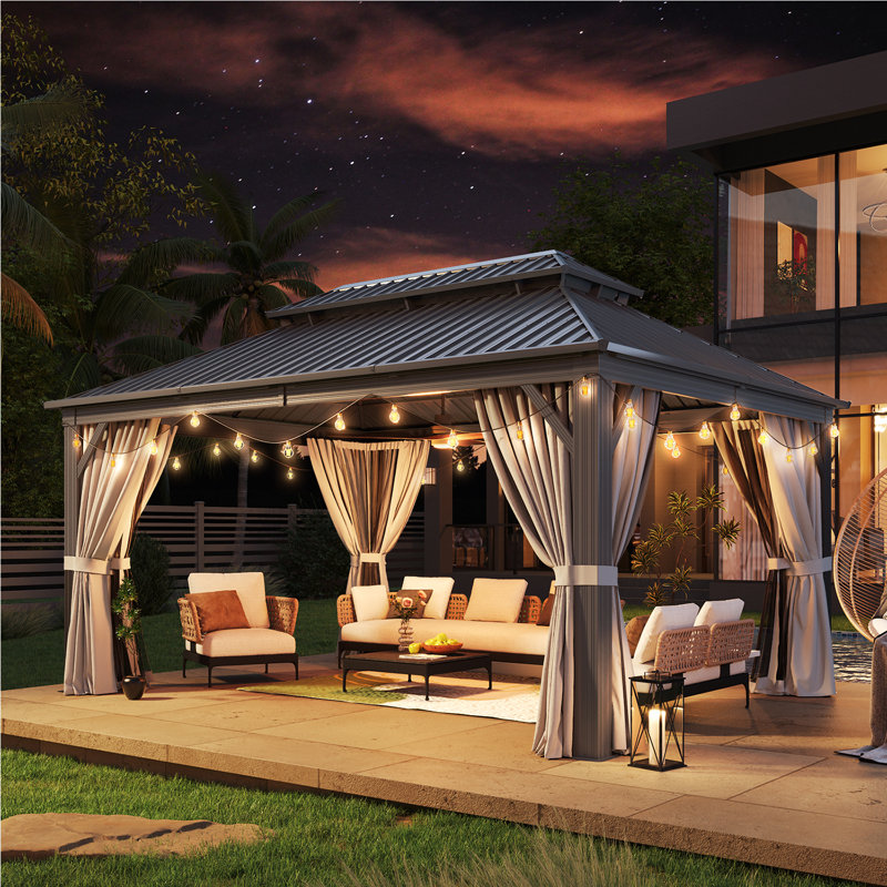 16 Ft. W X 12 Ft. D Metal Patio Gazebo