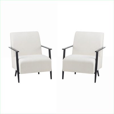 Ensemble de 2 fauteuils rembourrés en polyester beige chaud, salon moderne pour le salon, la chambre à coucher et le bureau
