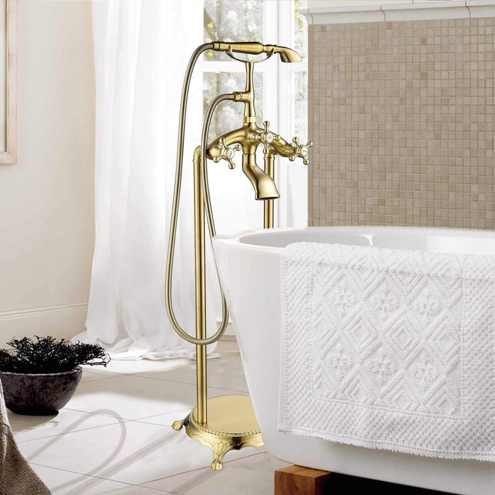 Freestanding Clawfoot Tub Faucet Trim, Brushed Bronze