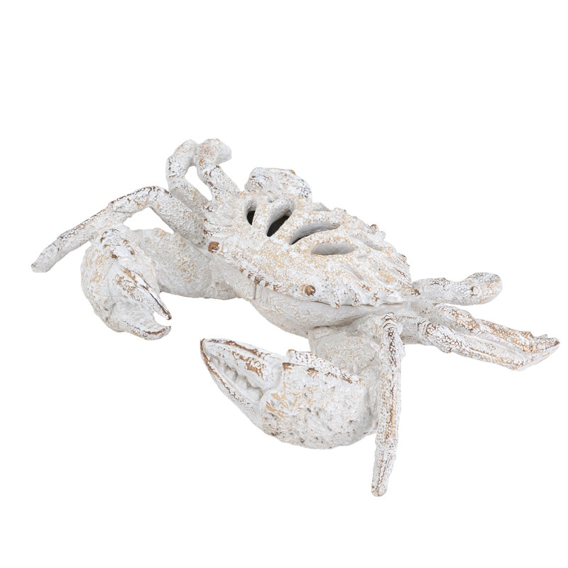 Arinjay Coral Look Crab 11" x 7.5" x 2.5" White