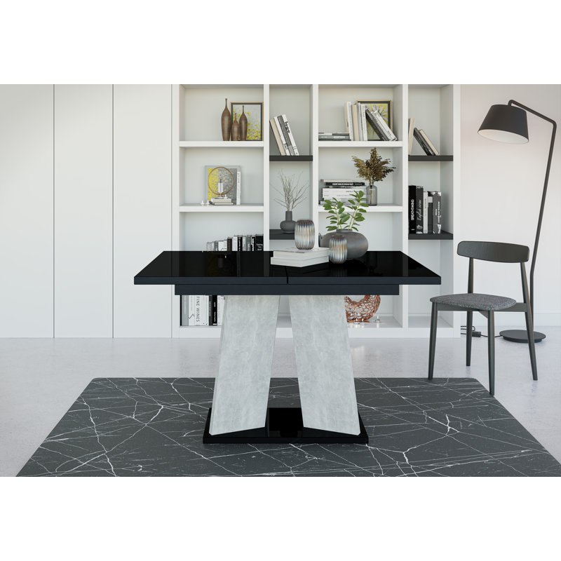 Extendable Dining Table Alekzander, Black/Light Grey