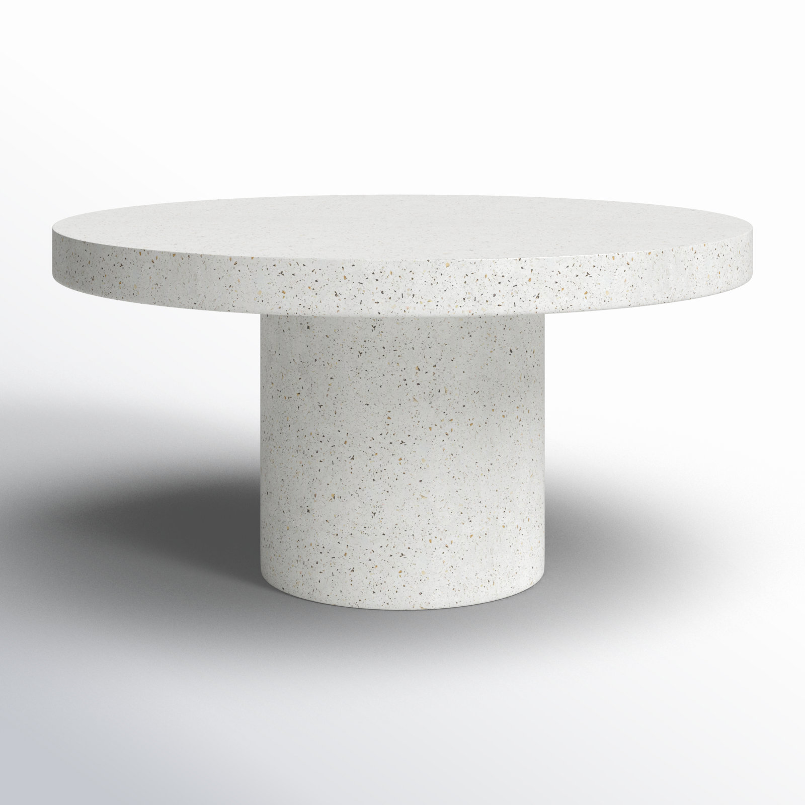 Kareen Concrete Pedestal Dining Table, 60" Round  , Ivory Terrazzo, Dining Table (30.25" Height)