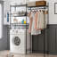 4-Tier Metal Laundry Drying Rack with Adjustable Height, Built-In Hamper & Hooks, Space-Saving Freestanding Over Washer and Dryer Shelf - 57.4" W x 13" D x 75" H
