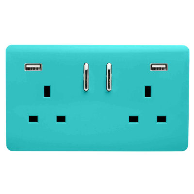 Trendi Switch 2 Gang USB 3100mA Plug Socket