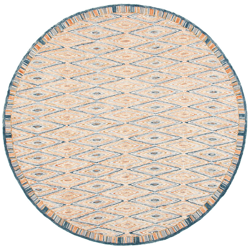 Seyler Hand Tufted Wool Geometric Rug, Round 7'