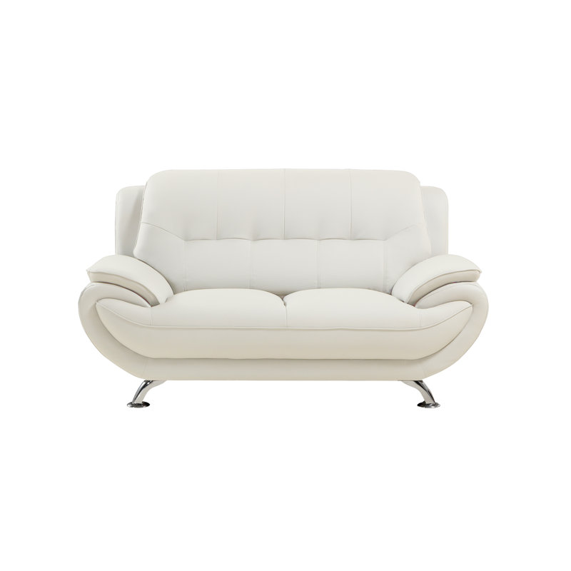 Sonnie 82'' Faux Leather Sofa, Ivory Faux Leather