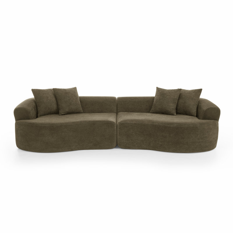Canapé modulaire courbé 4 places Modern Cloud, Marron foncé