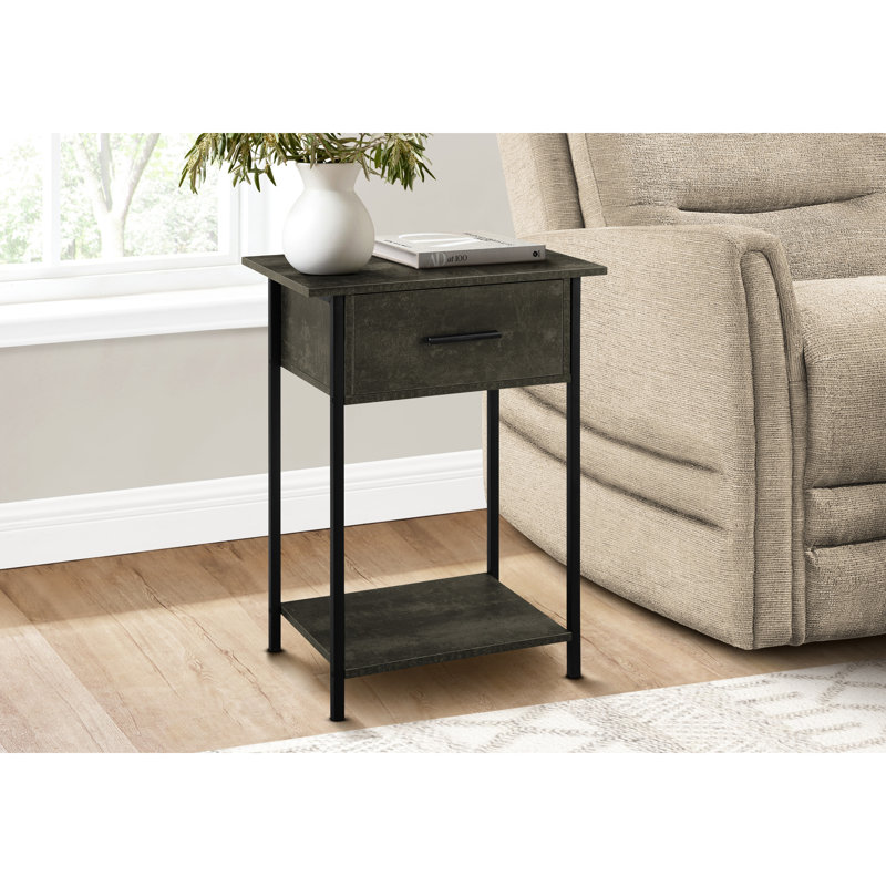 Small Rectangular Accent Table With Storage - Dark Bronze Laminate, Black Metal Living Room Laminate & Legs