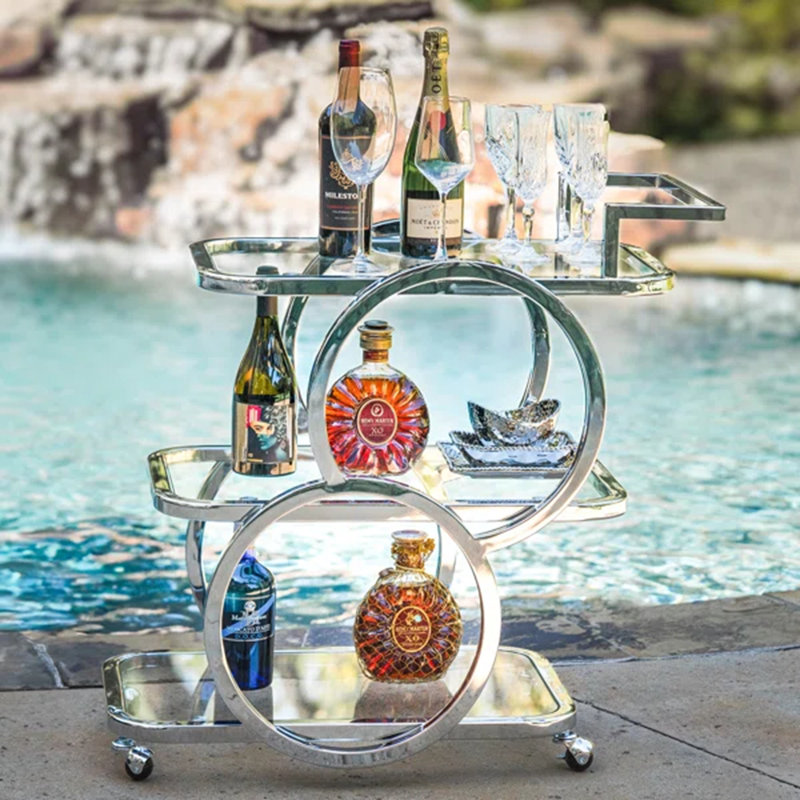 Chariot-bar 3 niveaux Antu, Chrome
