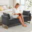 Banc de rangement moderne Lunara 66"W en velours capitonné, à placer au pied du lit, avec pieds dorés, poche pour accoudoir et 2 coussins.-357990919-343922331