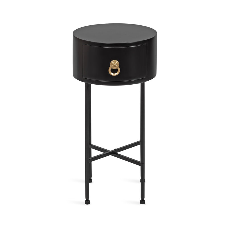 Table de bout avec rangement Leighty, H 24 po x l 14 po x P 14 po, Noir, Noir