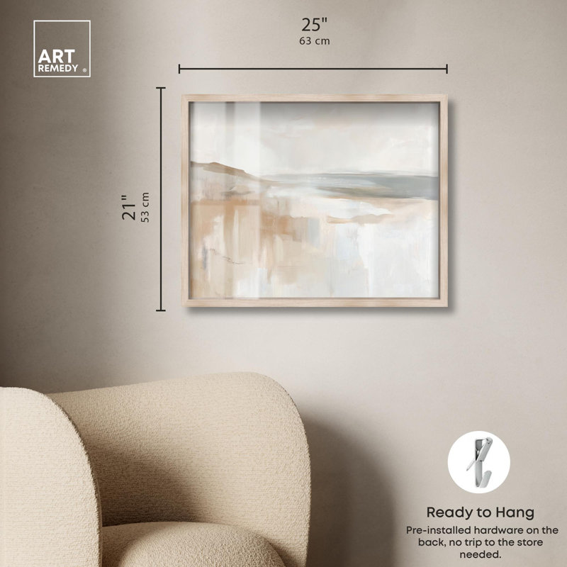 «Winter Beach Shadowbox Print» par Art Remedy, H 21 po x l 25 po, Crème, crème