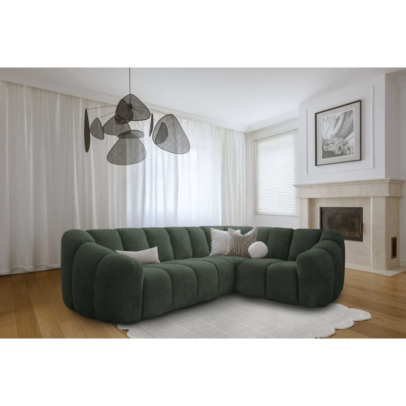 Shell Corner Sofa , Right Hand Facing, Green