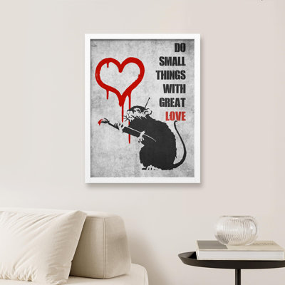 «Banksy Rat Red Heart Design» sur papier