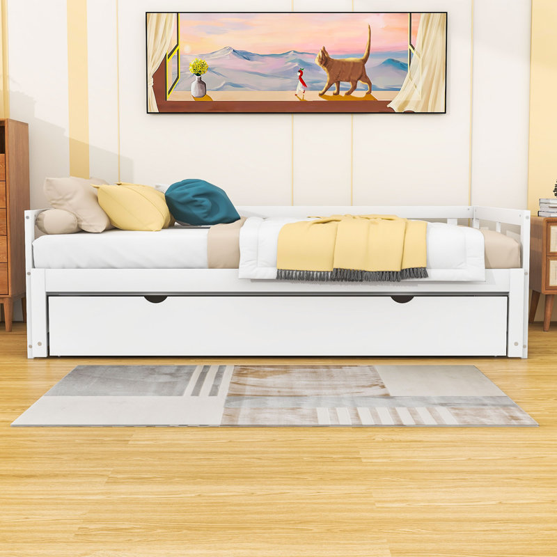 Dovber Twin Size Wooden Daybed with Trundle, White