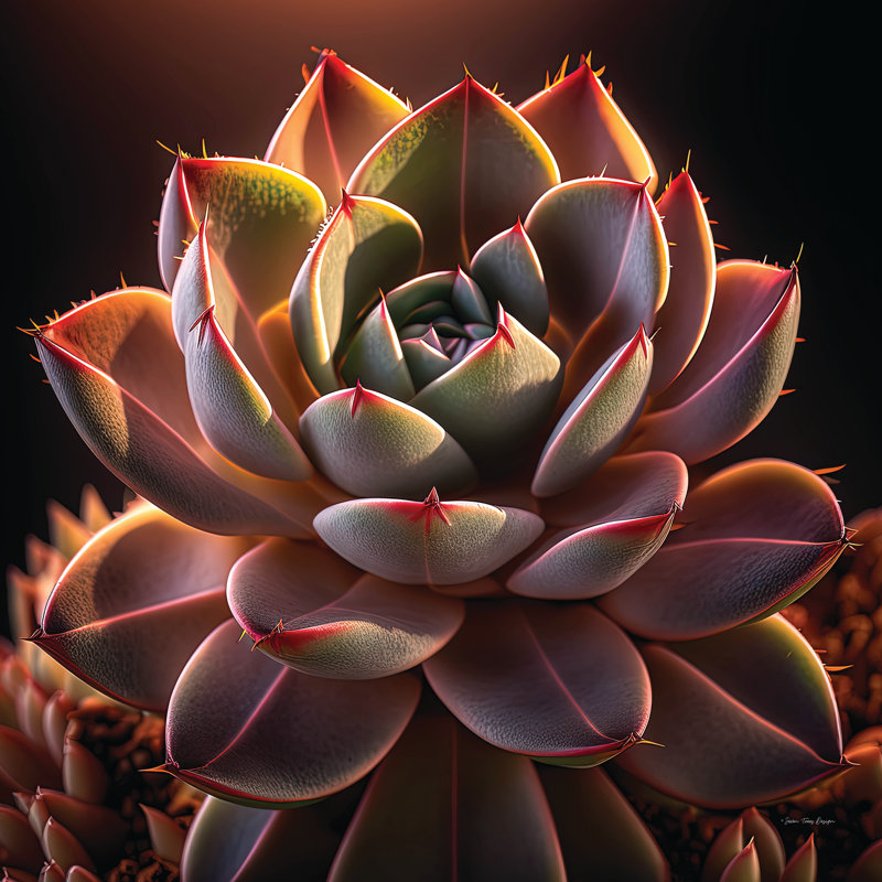 «Succulent Sunset I» par Seven Trees Design, H 12 po x l 12 po x P 1,25 po