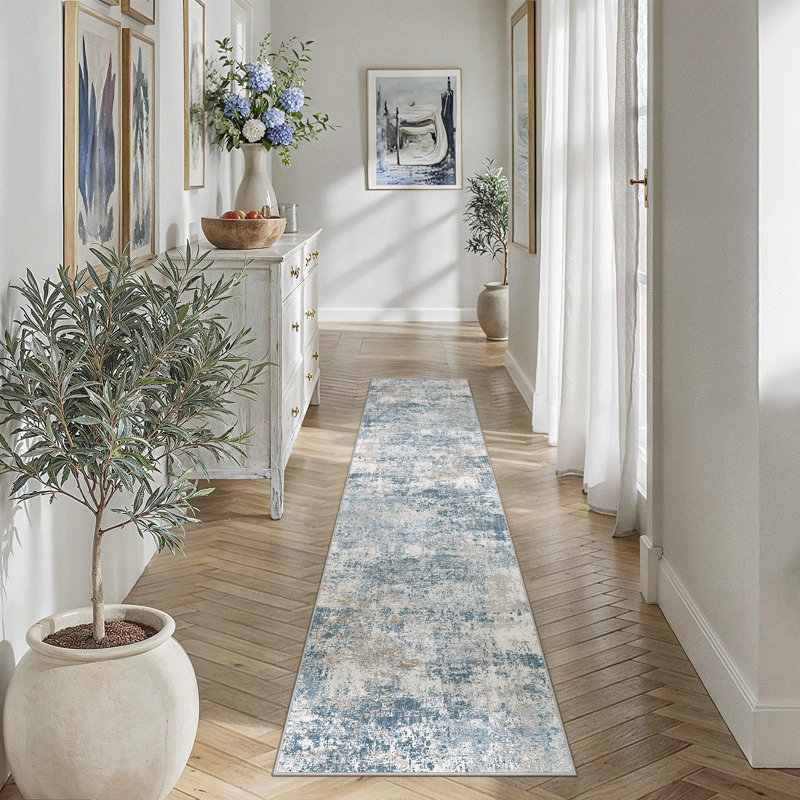 Tapis moderne lavable à la machine avec envers antidérapant Wendy, Tapis de couloir 2 pi x 8 pi