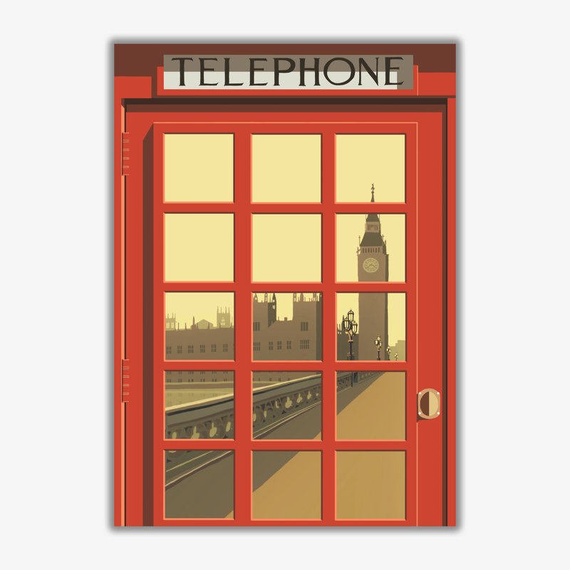 London Telephone Box 15 - Print, 50cm H x 40cm W x 3cm D, No Framed