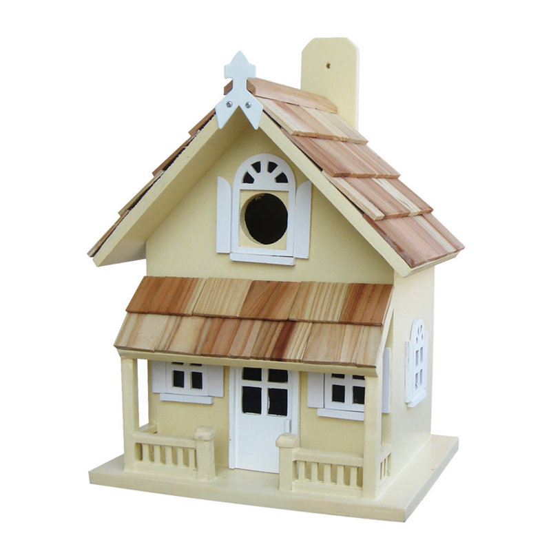 Maison d'oiseaux victorienne H 10 po x l 6 po x P 8 po - jaune, Jaune