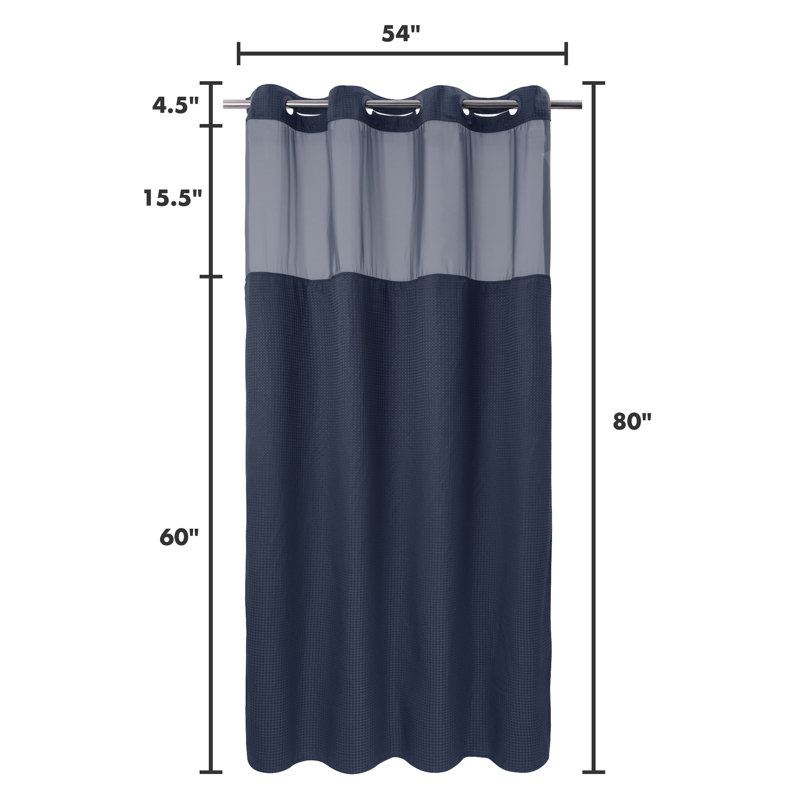 Rideau de douche Ramjani Waffle Weave, Marine, H 80 po x l 54 po